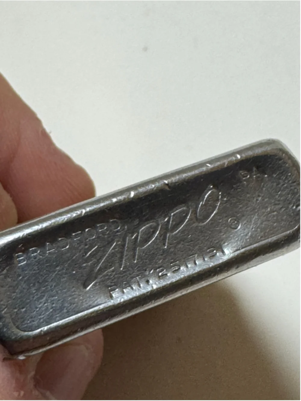 1950-1957 Zippo Lighter Silver Striped - Patent 2517191